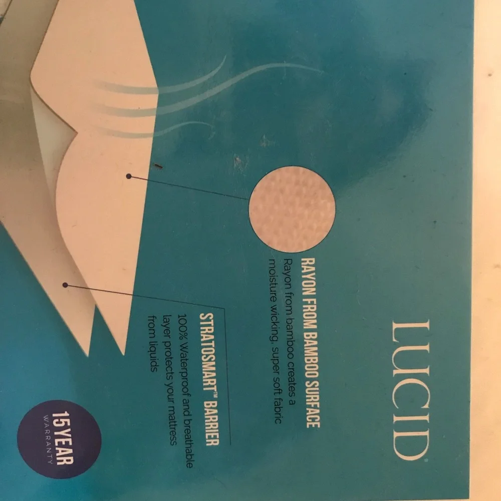 Lucid Queen mattress protector. New. White
